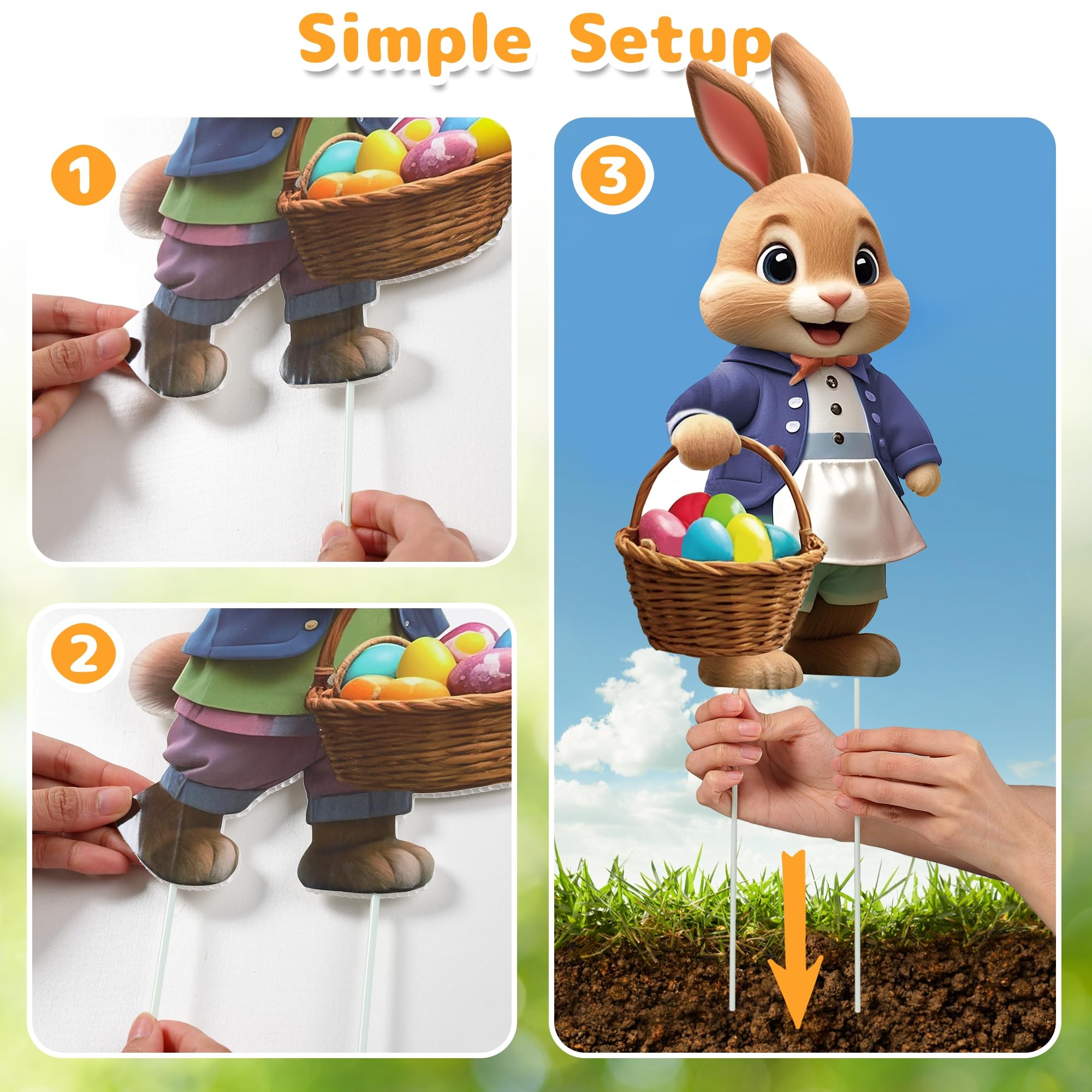 Goolife yard sign stakes offer quick setup for Easter charm.