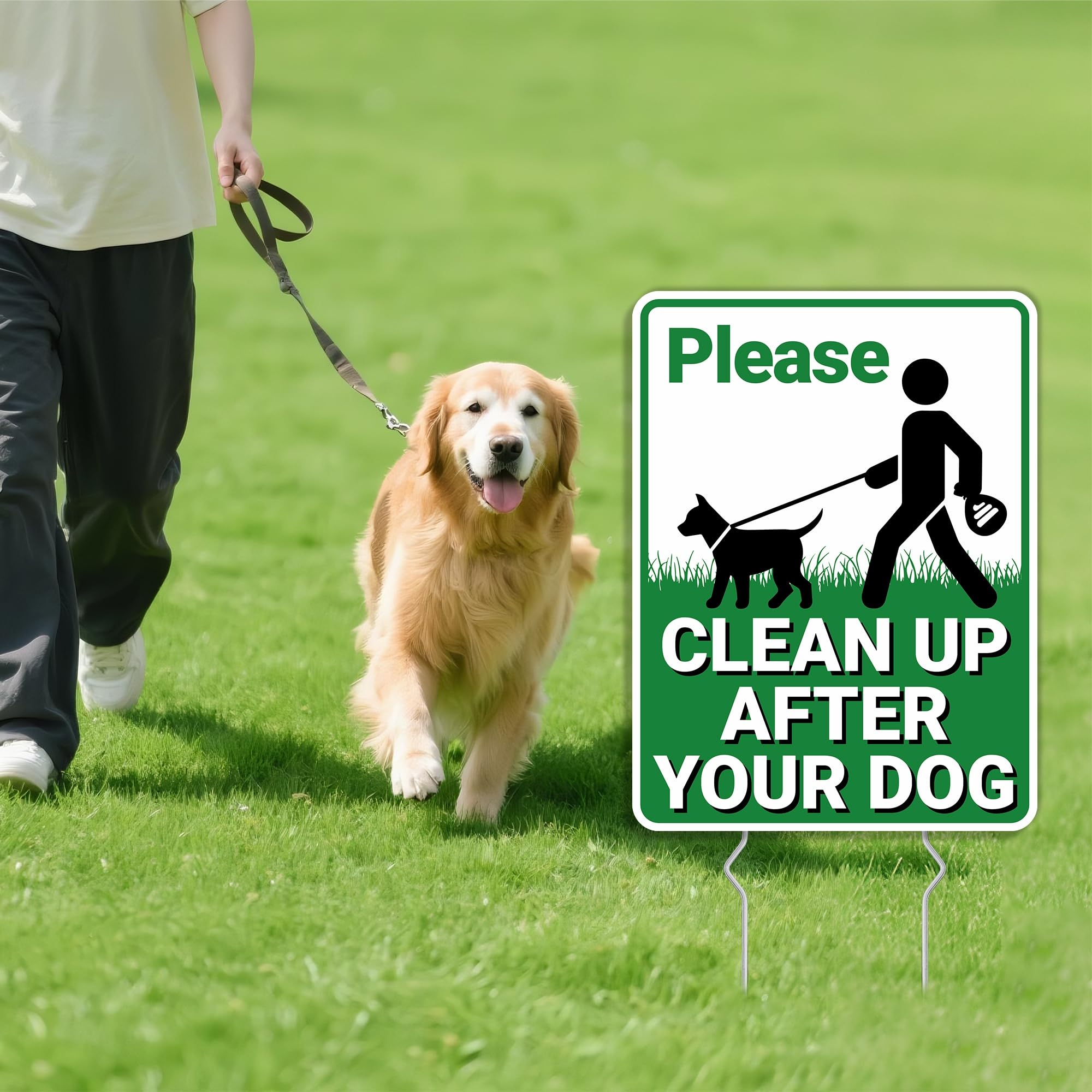 Goolife two-pack no-pooping dog sign for yard visibility from all angles.
