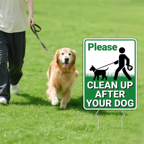 Goolife two-pack no-pooping dog sign for yard visibility from all angles.