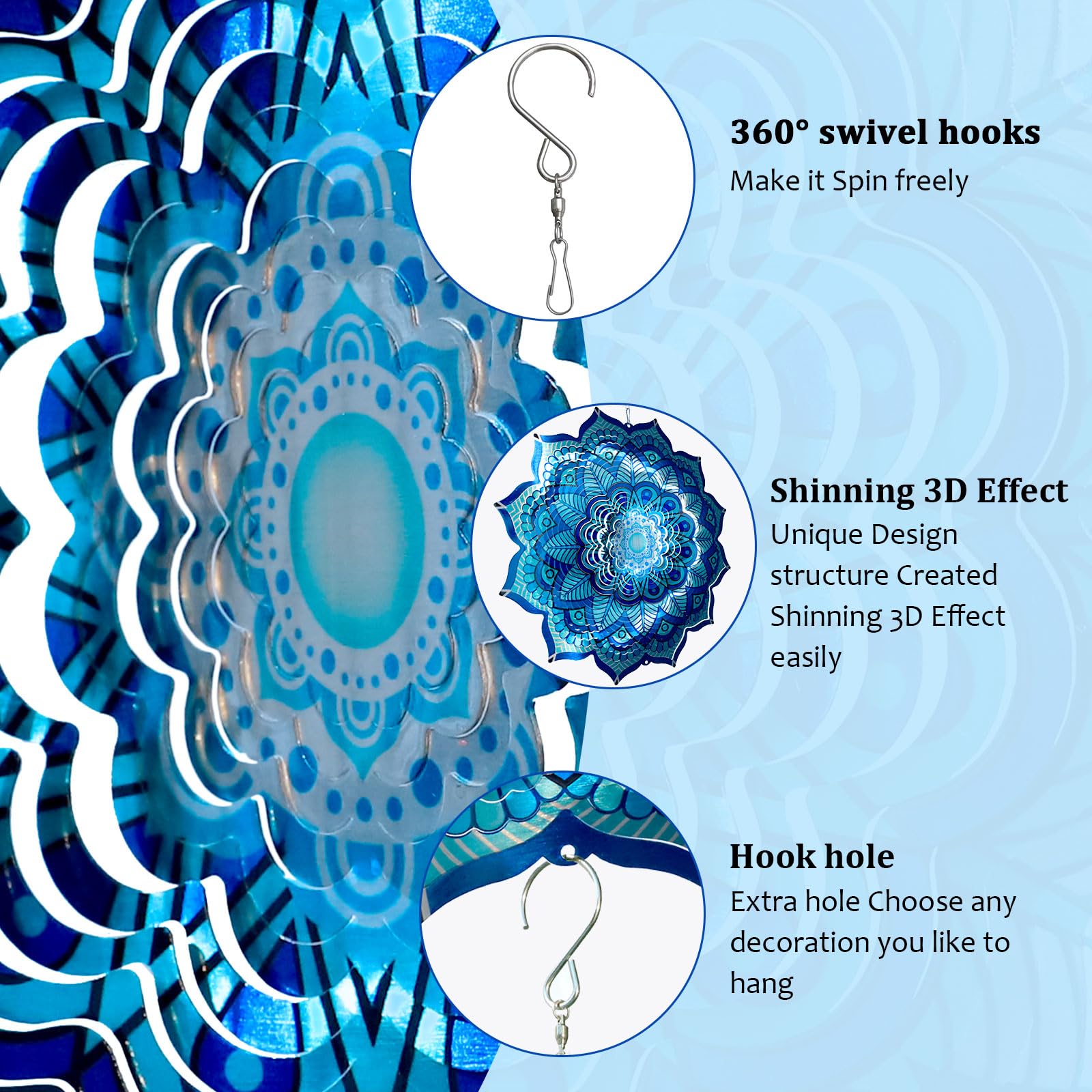 Goolyrusim hanging wind sculpture blue decor enhances garden ambience and focal points.