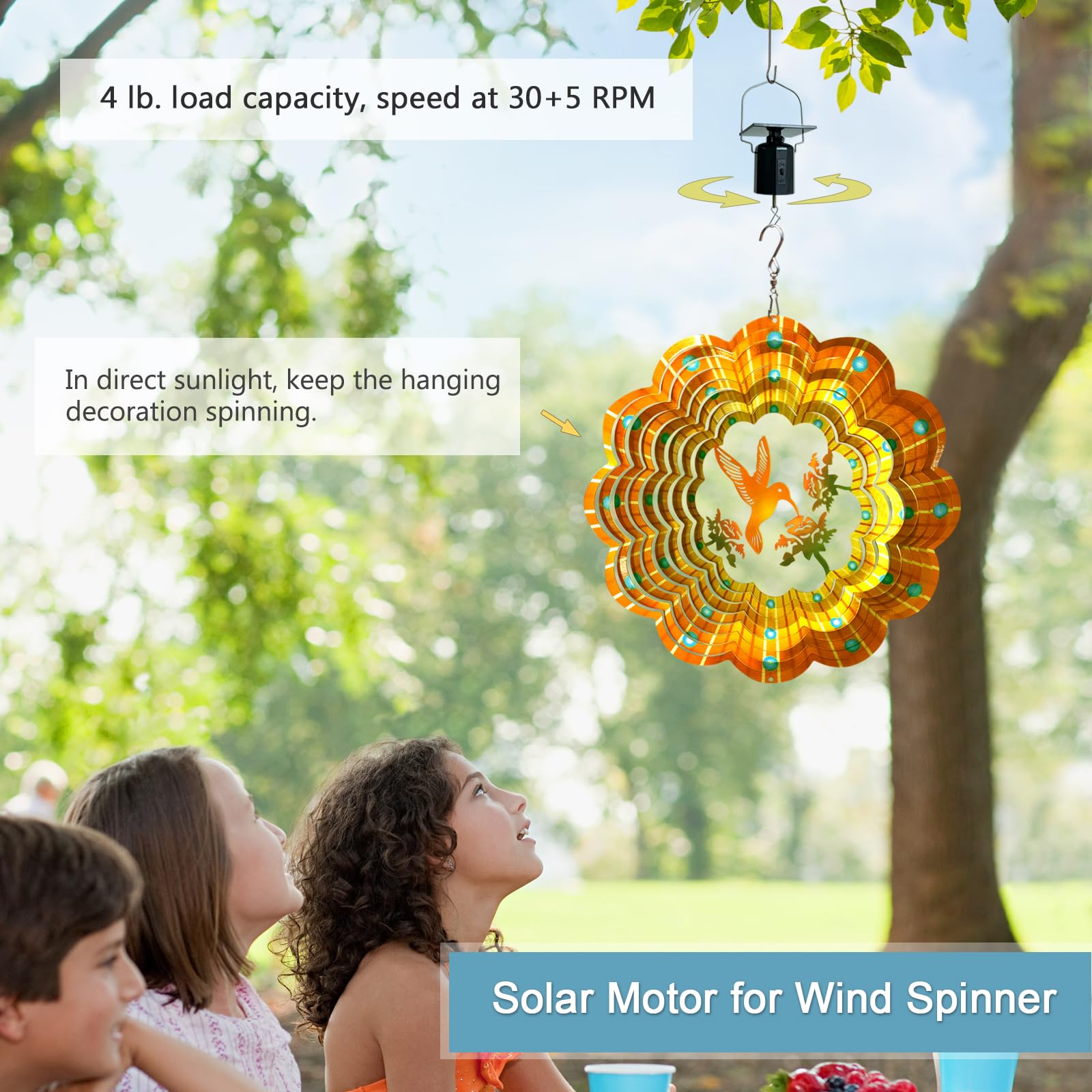 GOOLLYRUSIM rotating solar motor outdoor setup shows simple sun-powered installation.