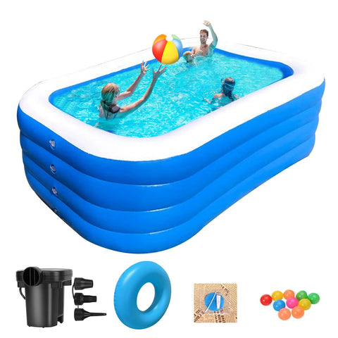 GooMood inflatable pool with 71x51x28 inch dimensions for spacious backyard fun.