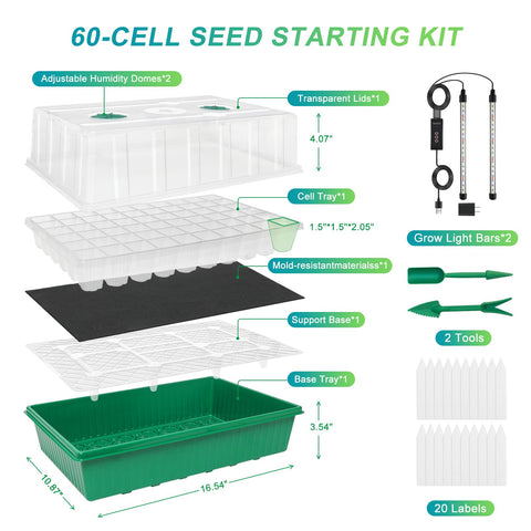GOONMILL 60-cell tray provides roomy root space for robust seedlings