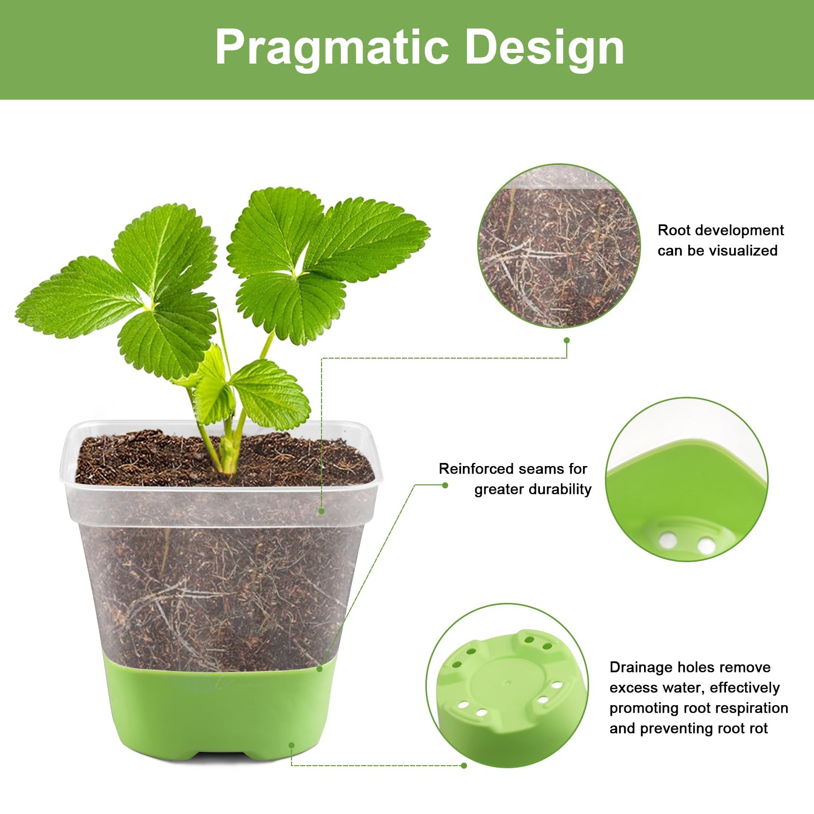 GOONMILL eight drainage holes promote balanced moisture and healthy seedlings.