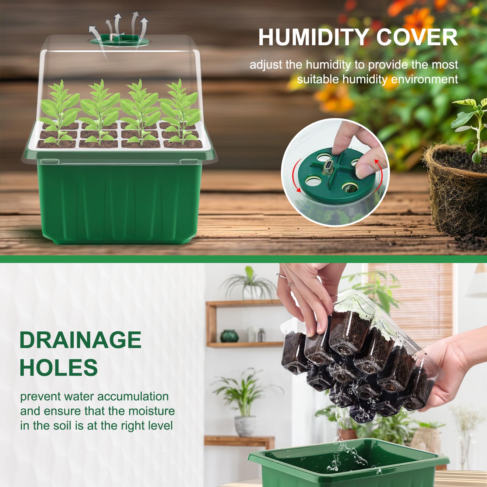 GOONMILL adjustable humidity dome provides air flow control for germination.