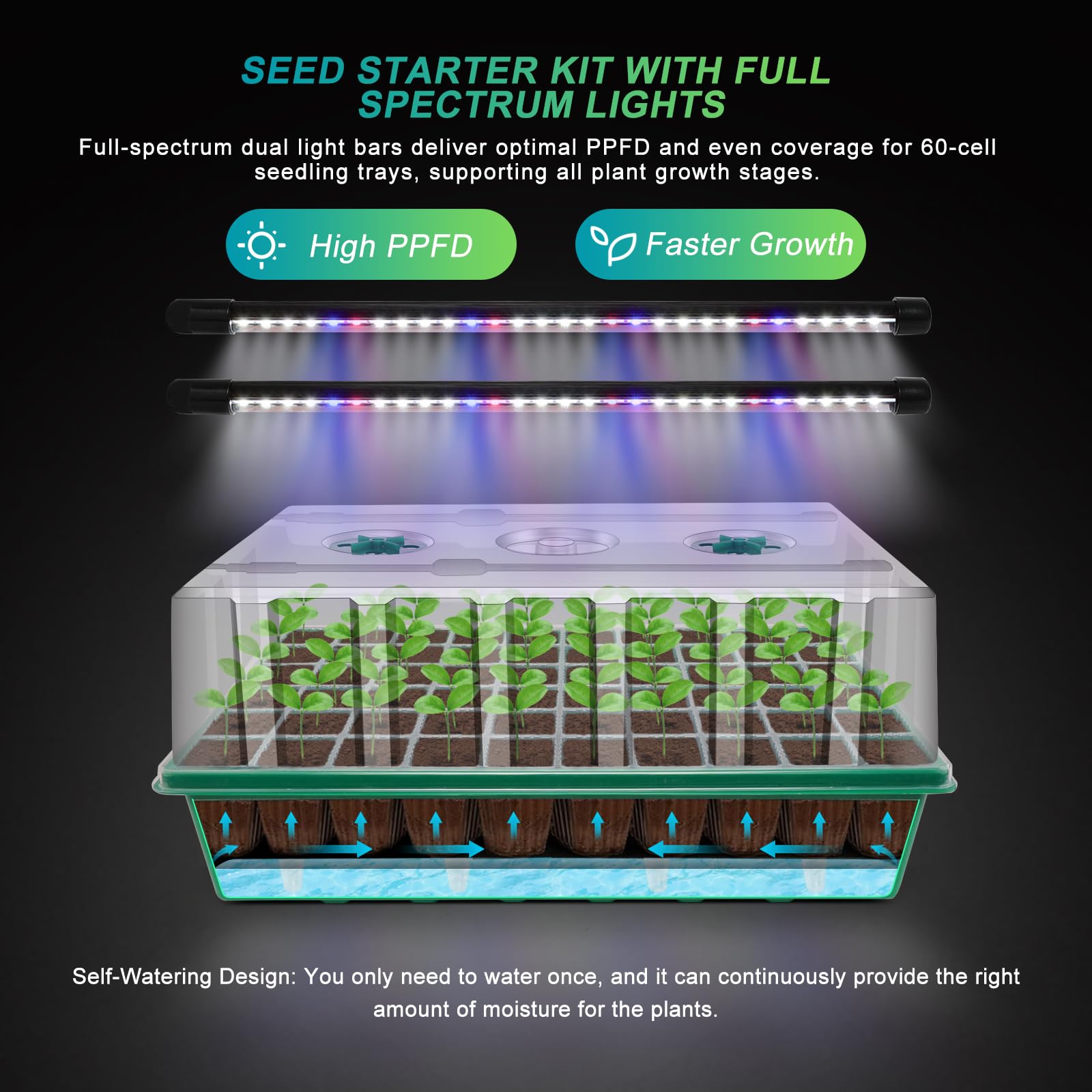GOONMILL LED grow lights deliver full-spectrum output for healthy seedlings indoors