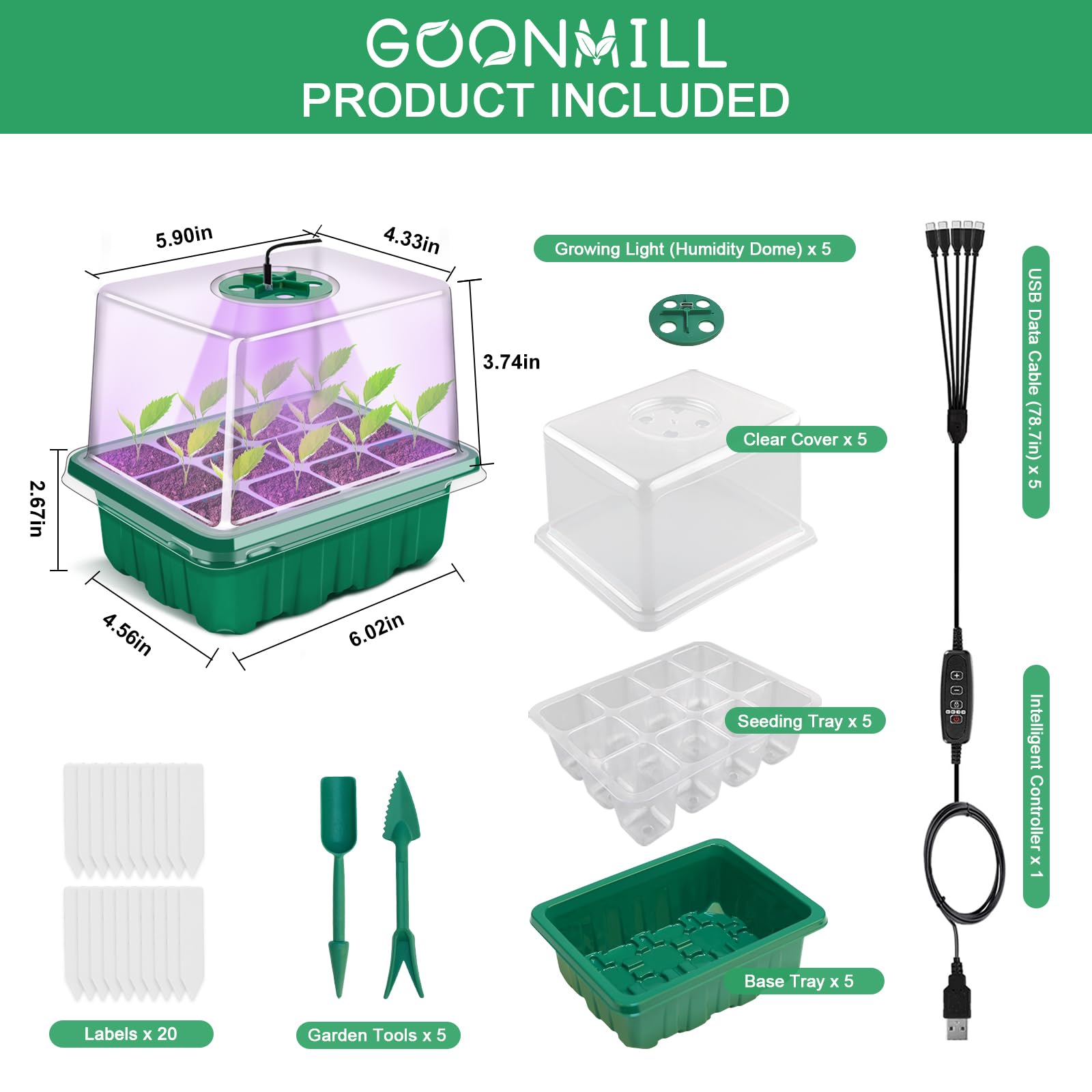 Goonmill germination trays, bases, domes set for quick seed-start.