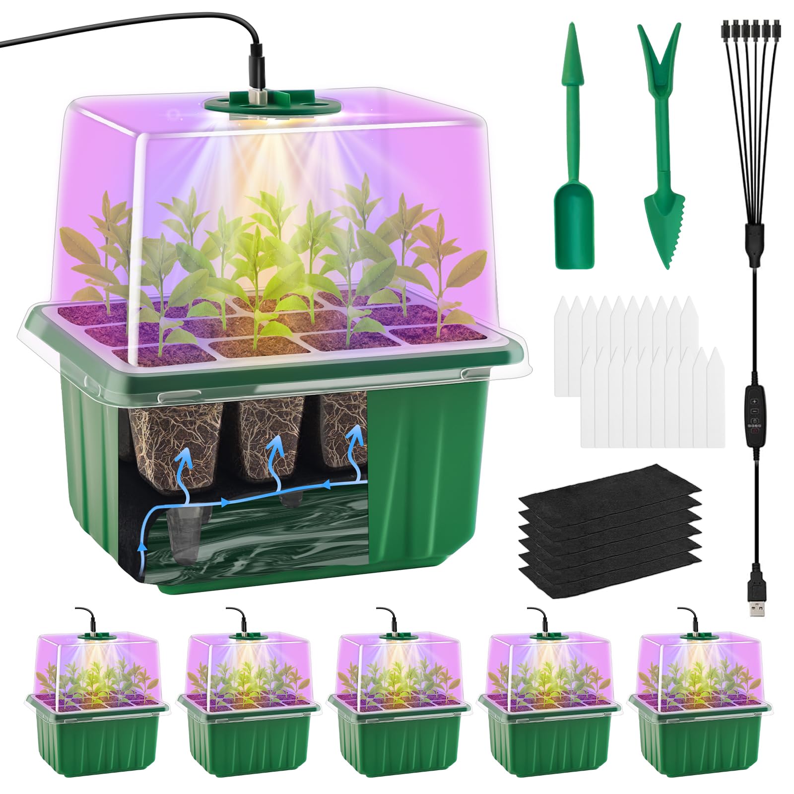 GOONMILL self-watering seed starter tray kit promotes even moisture for strong seedlings.