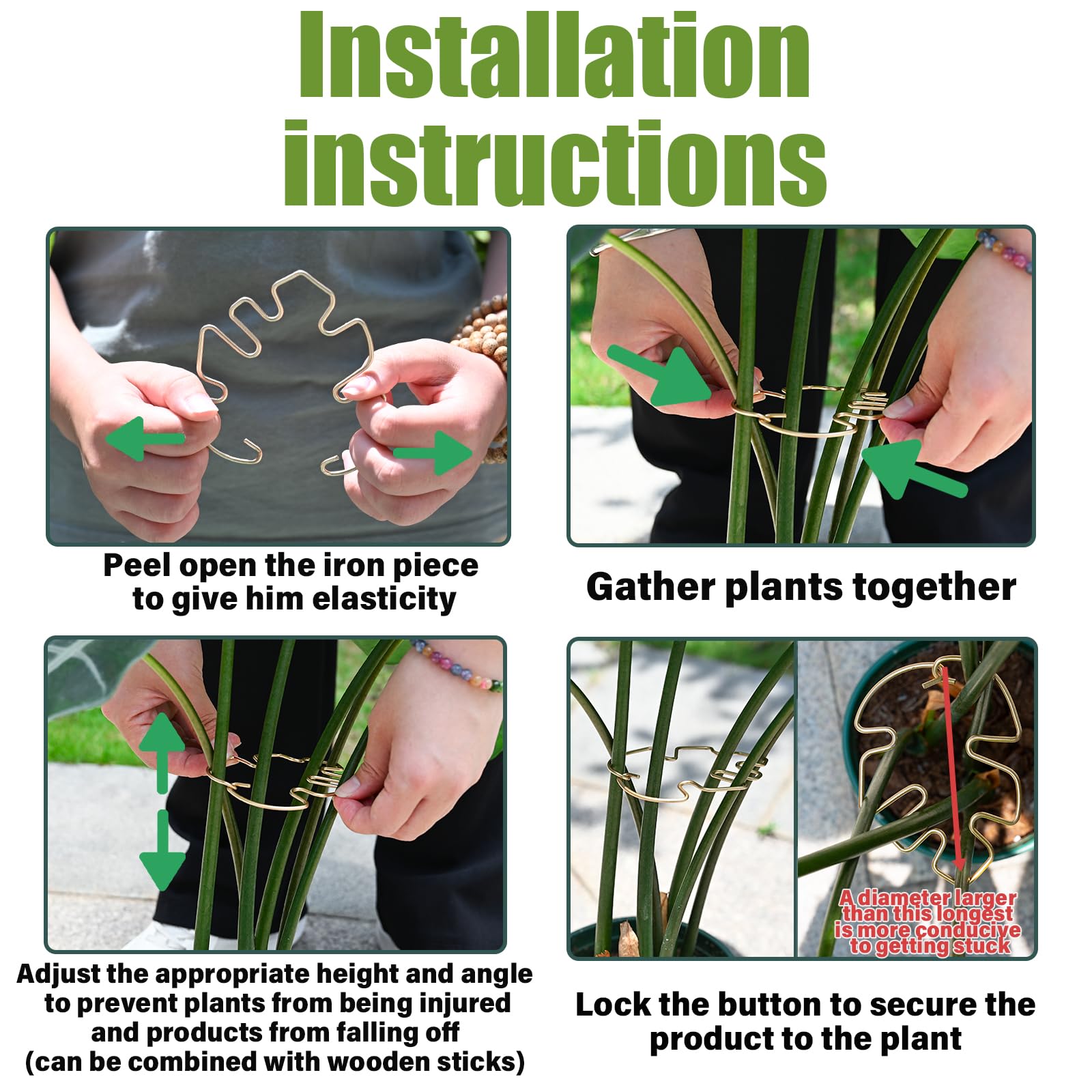 Goooxim indoor/outdoor use supports vines without harming stems.