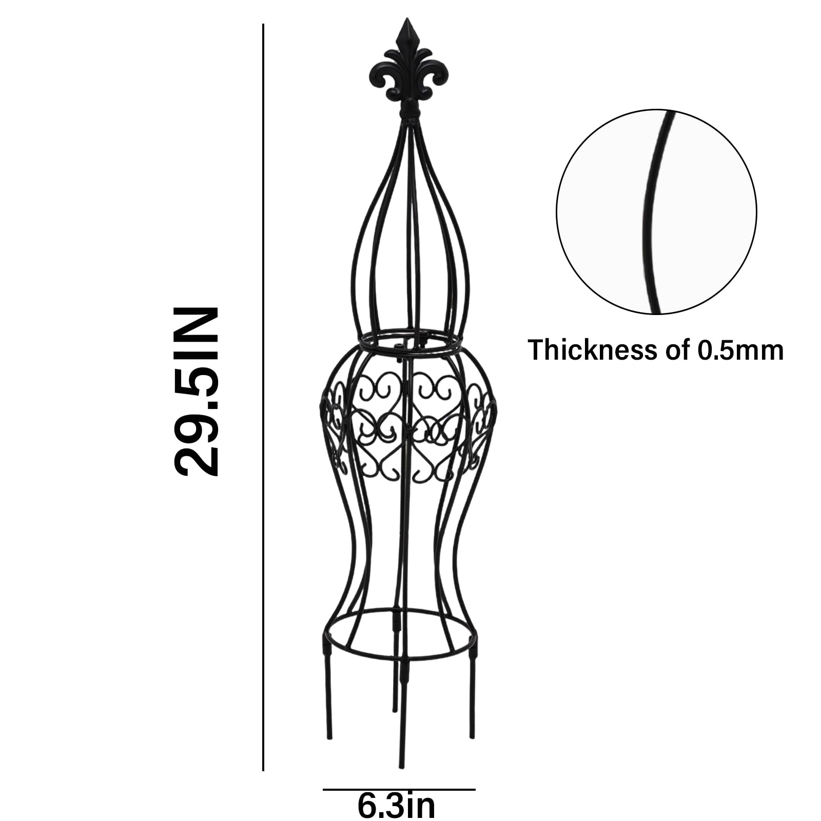 Goooxim Obelisk Trellis - corrosion-resistant finish supports outdoor use through seasons.
