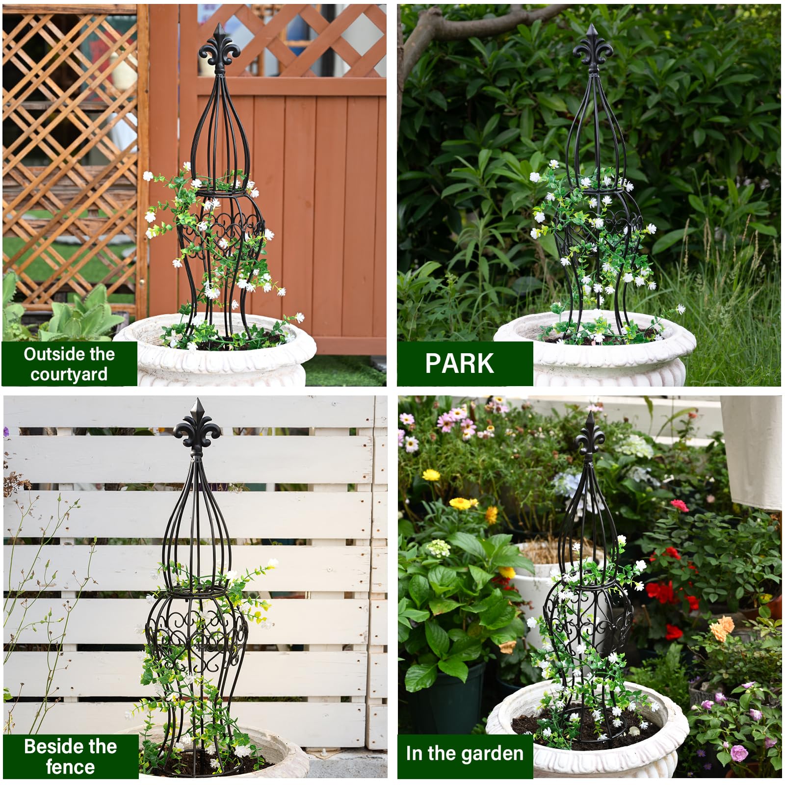 Goooxim Obelisk Trellis - creative outdoor decor with practical climbing plant support.