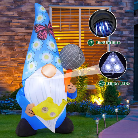 GOOSH 5 ft gnome inflatable with weatherproof design for durable seasonal decor