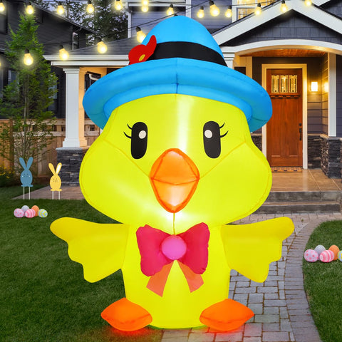 GOOSH inflatable chicken with wings spread creates a festive outdoor focal point