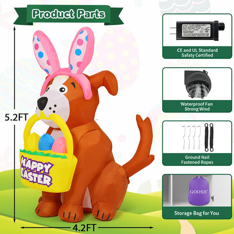 GOOSH LED-lit Easter dog decor creates cheerful holiday ambiance.