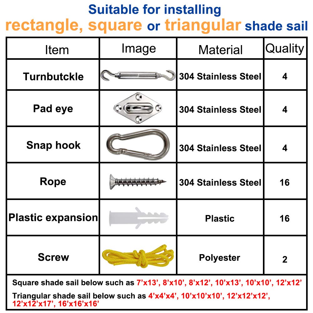 GoosWexmzl rope included for versatile shade sail setup