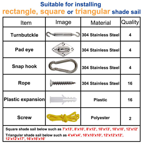 GoosWexmzl rope included for versatile shade sail setup