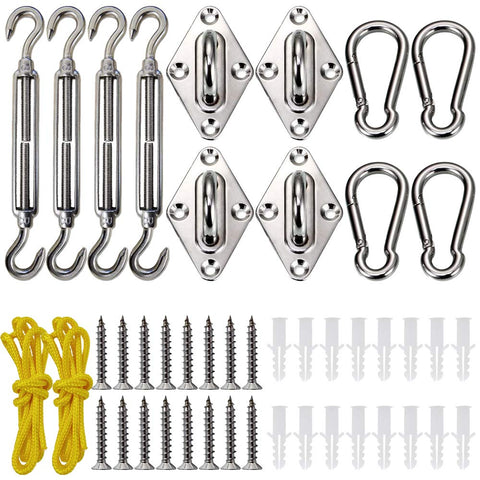 GoosWexmzl shade sail hardware kit components ready for sturdy installation