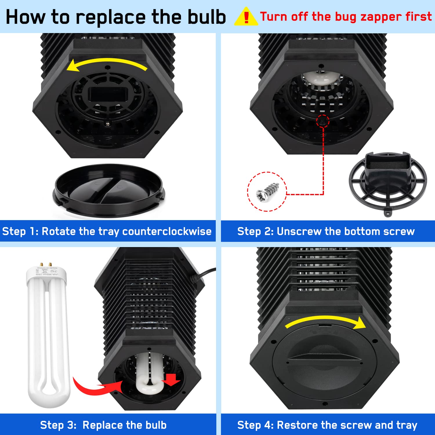 GOOTOP X3 bug zapper replacement bulb with twin-tube design.