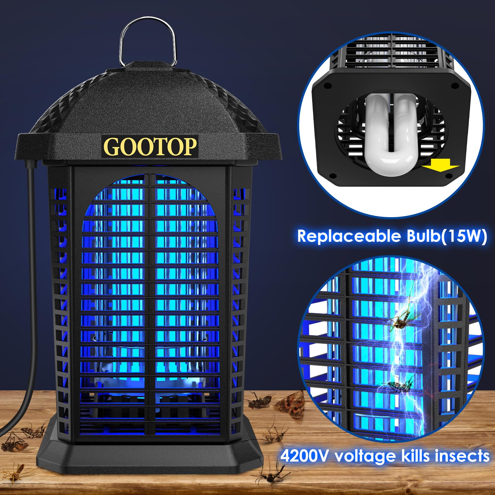 GOOTOP bug zapper outdoor half-acre coverage for spacious patios