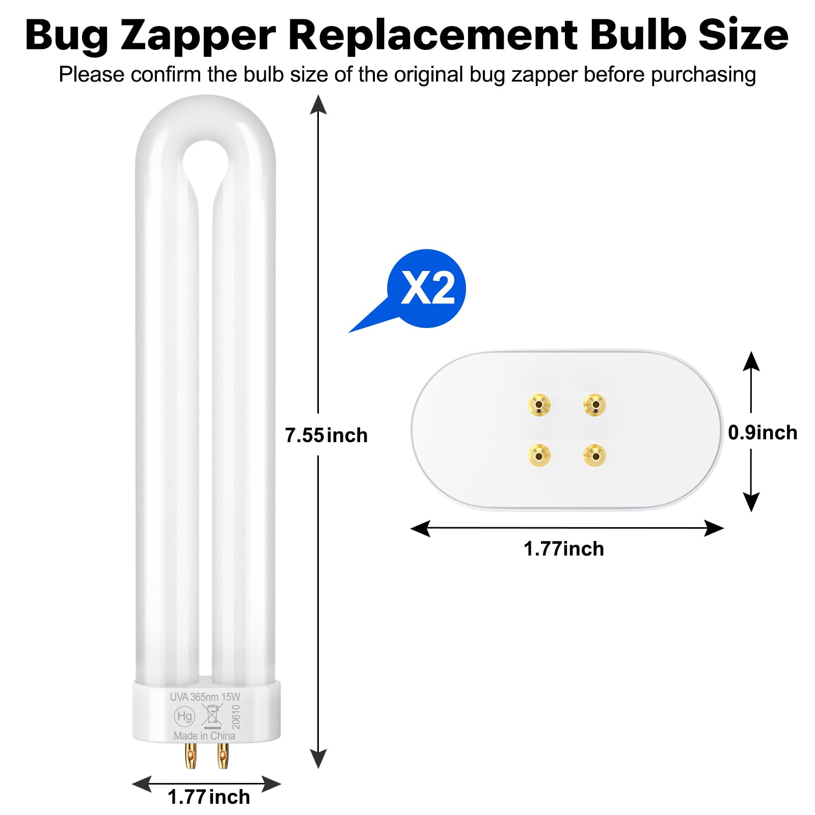 GOOTOP replacement bulb X3 for outdoor zapper with twin-tube design.