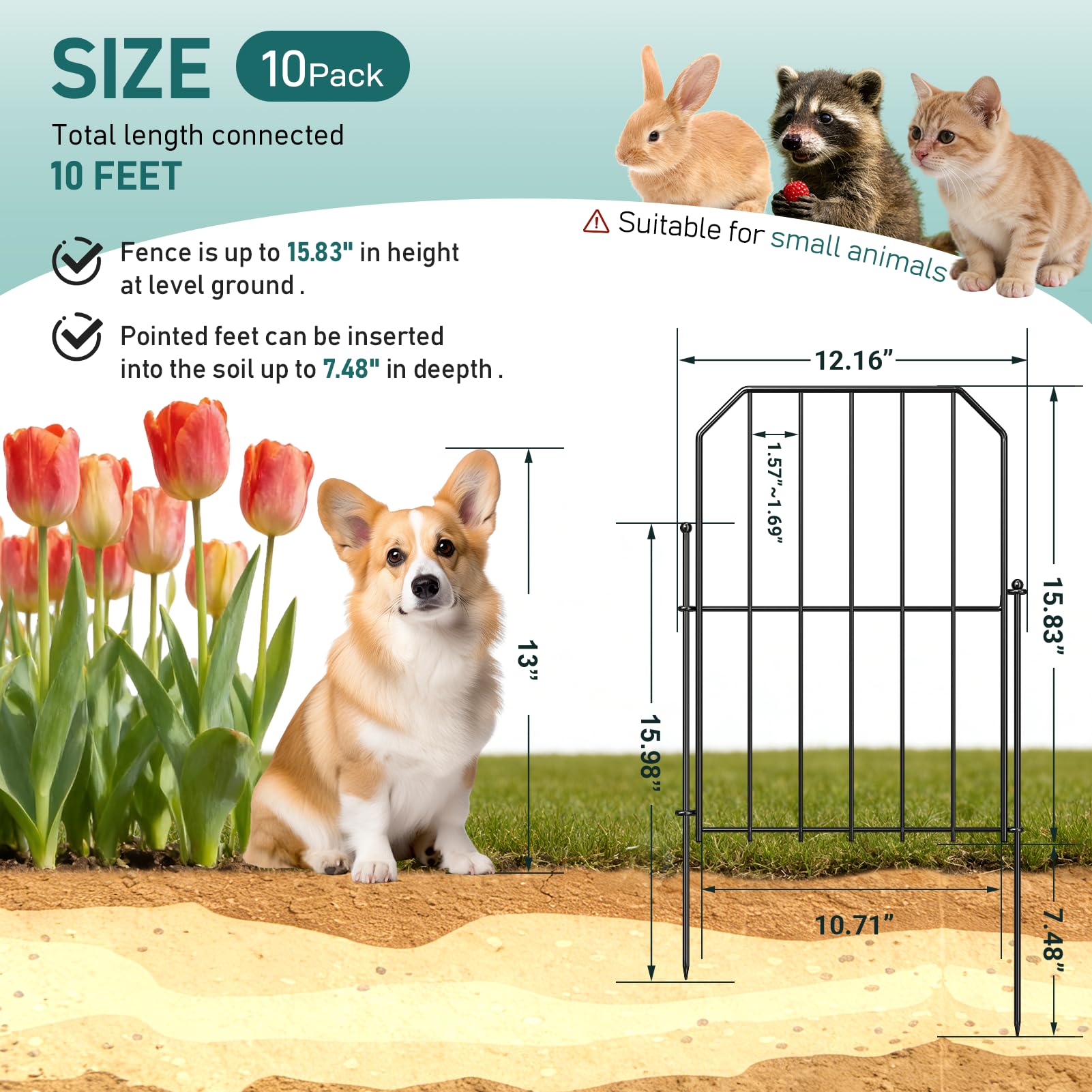 Goovilla garden fence 10-panel set arranged along a border.