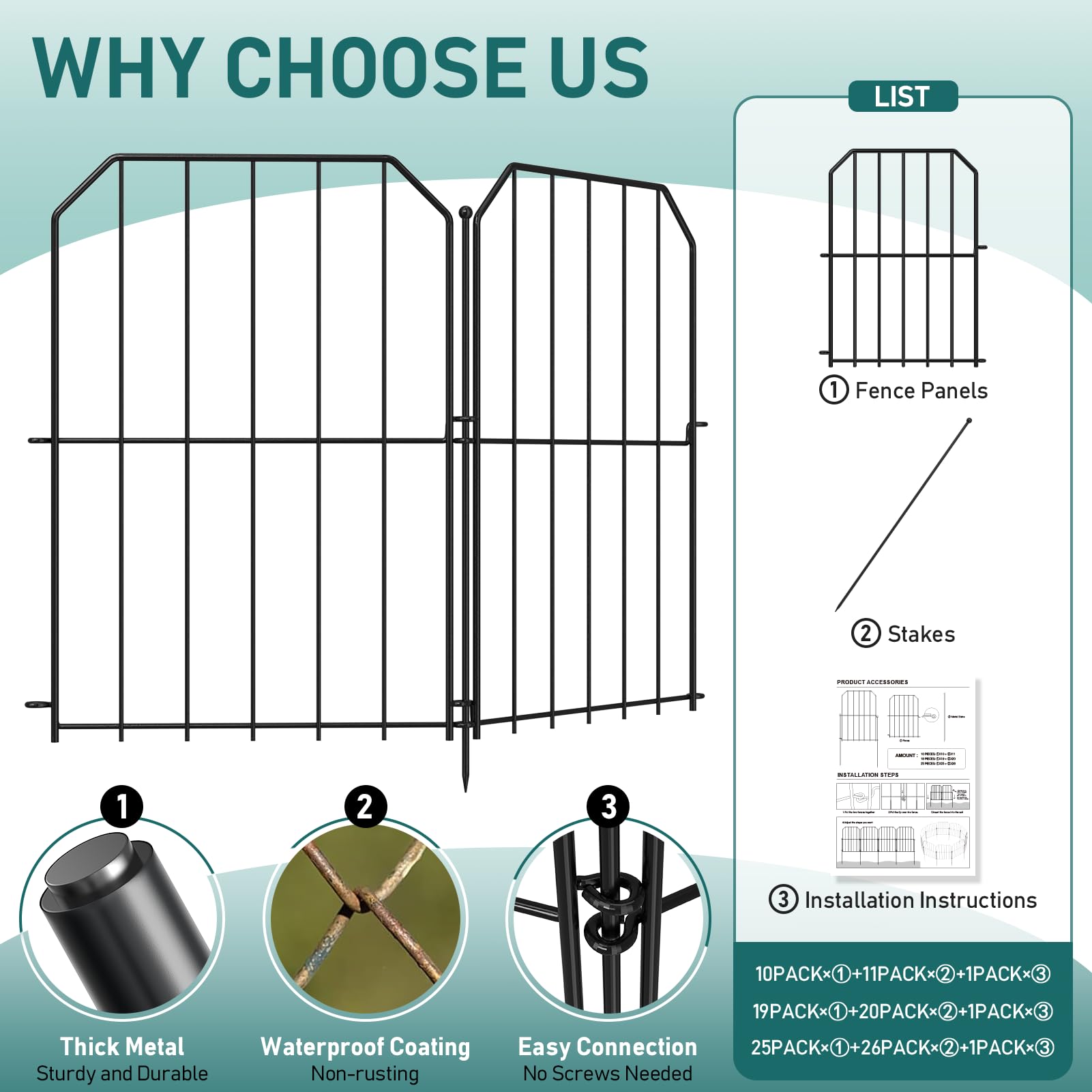 Goovilla garden fence decorative black panels enhance curb appeal.