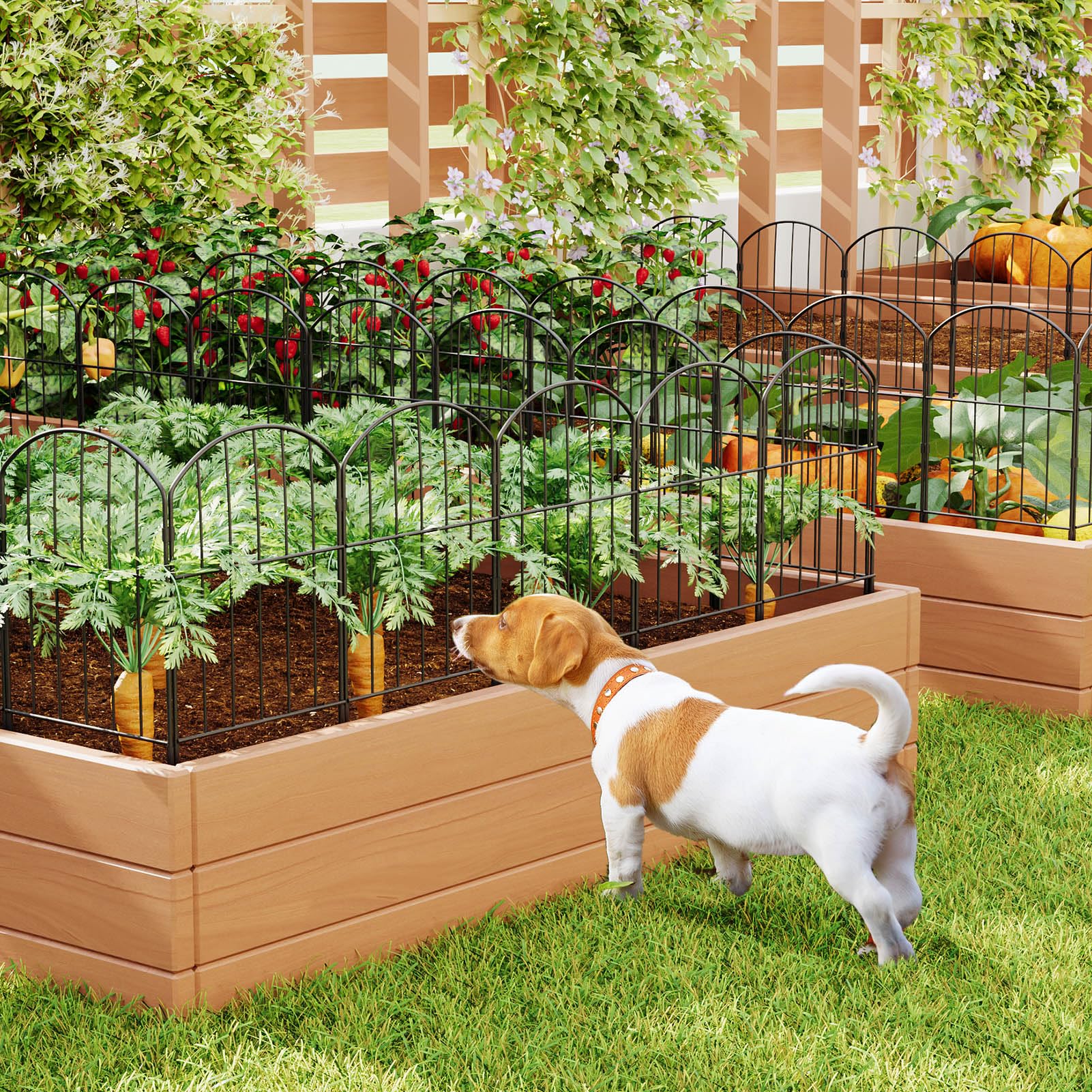 Goovilla fence borders a flower bed with decorative edge and protection