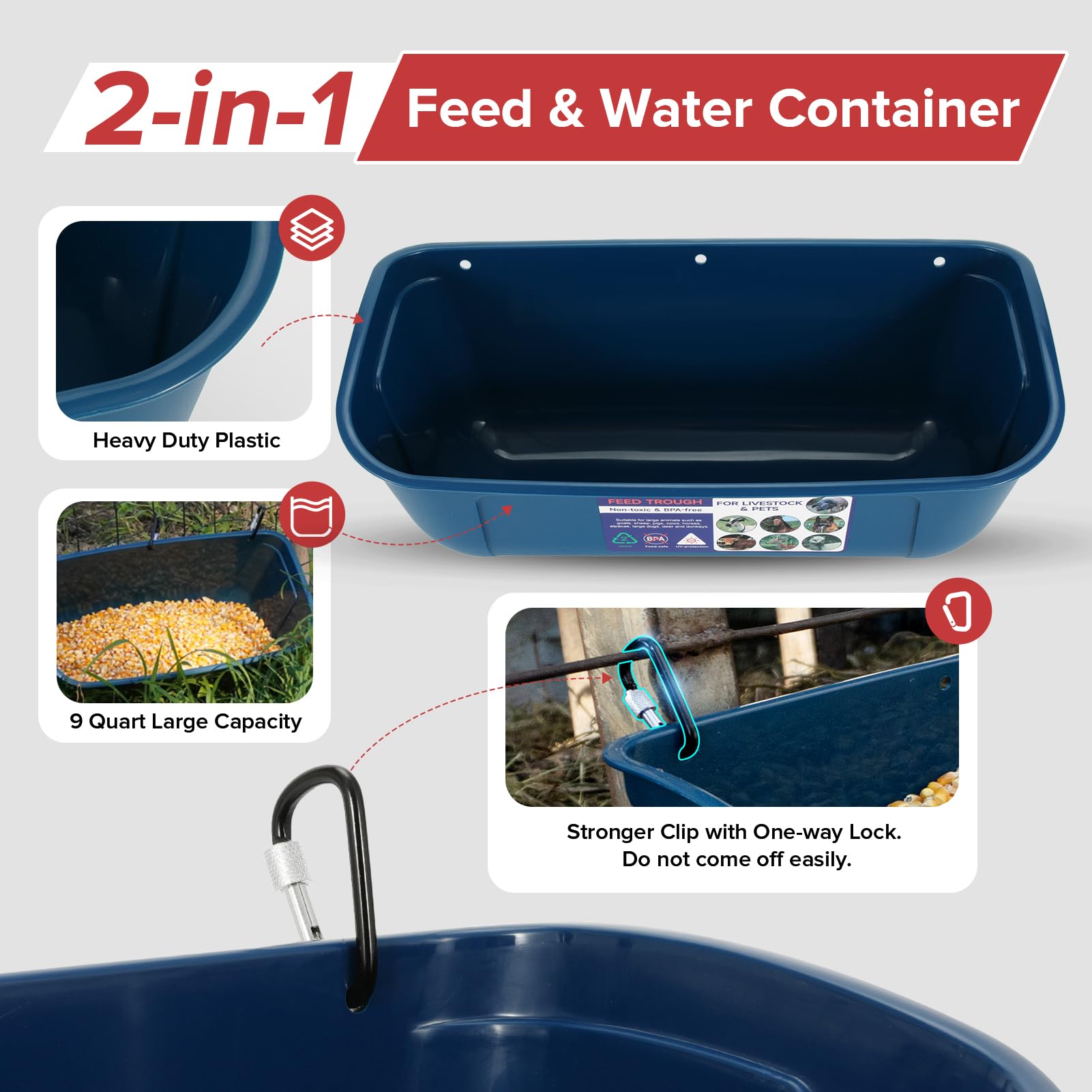 Goovilla 2-pack trough with clip fix enables versatile mounting.