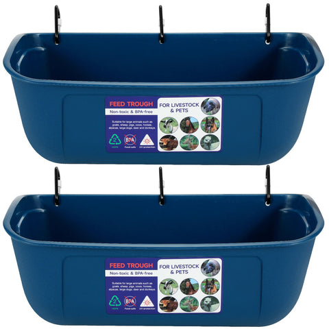 Goovilla large feed trough hanging setup for efficient group feeding.