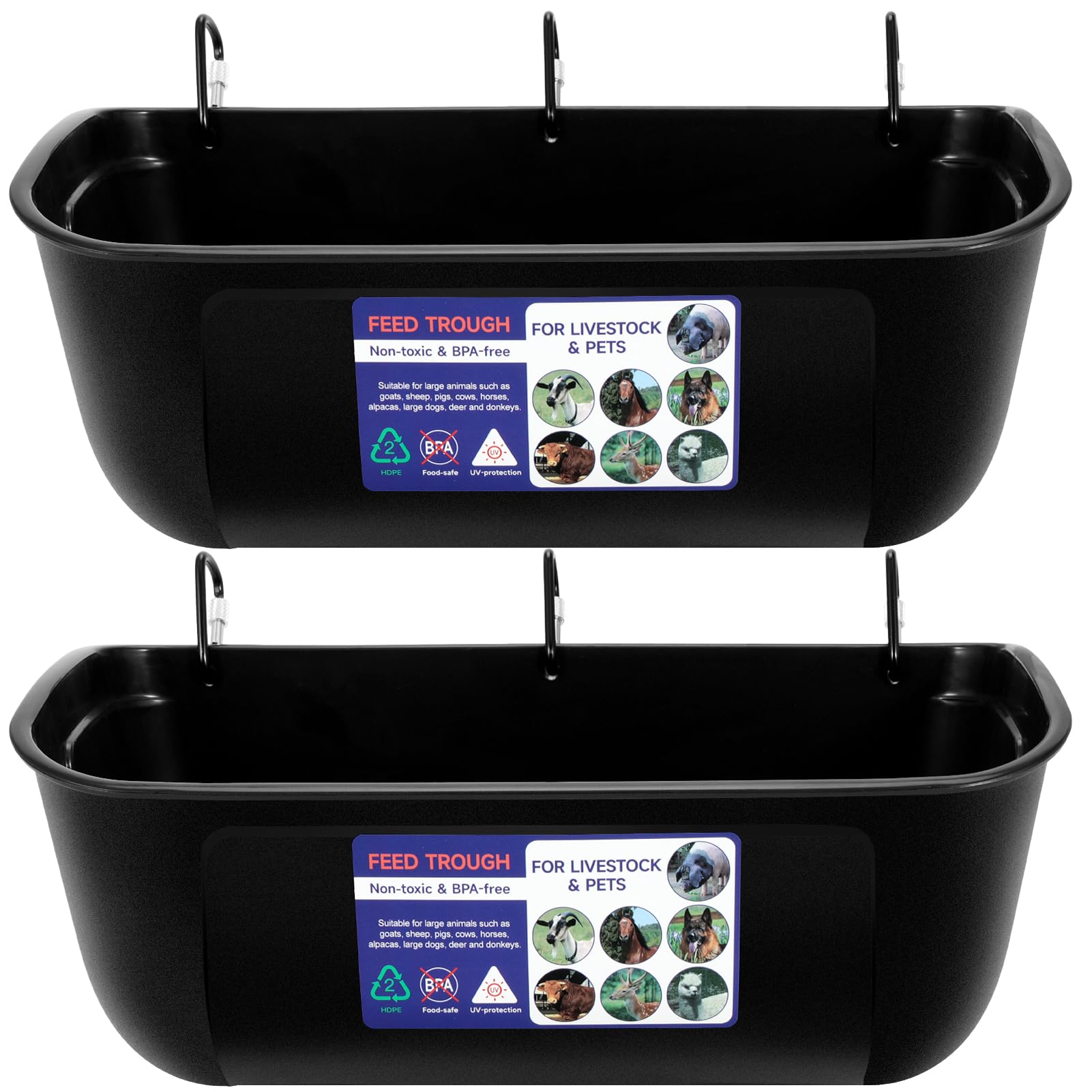 Goovilla large feed trough with hanging clip for easy barn placement.