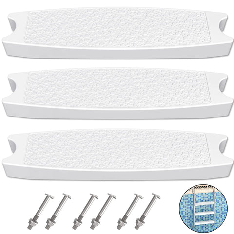 Goovilla pool ladder steps 3-pack in white, universal fit for durable pool access