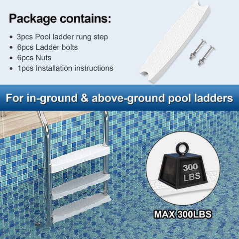 Goovilla ABS pool ladder steps emphasize durable heavy-duty plastic for long-lasting performance