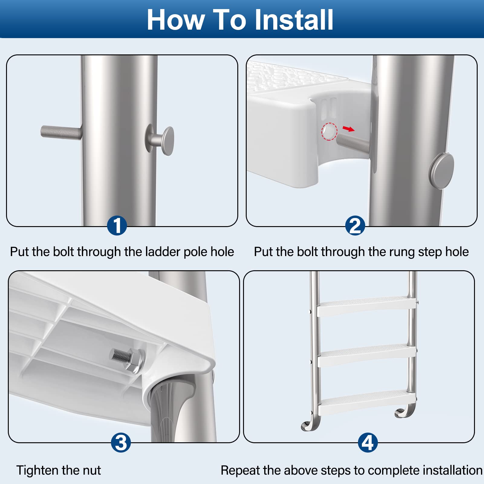 Goovilla pool ladder steps shown in use for easy pool access