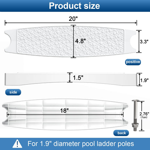 Goovilla pool ladder steps feature non-slip texture and curved surface for secure footing