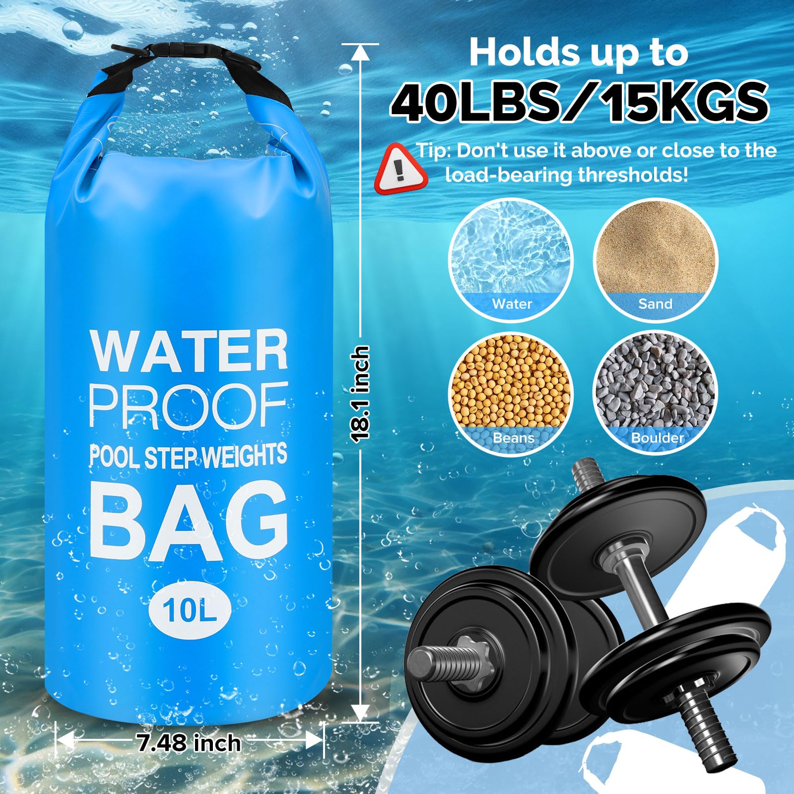 Goovilla pool ladder weights with handles facilitates easy carrying and placement.