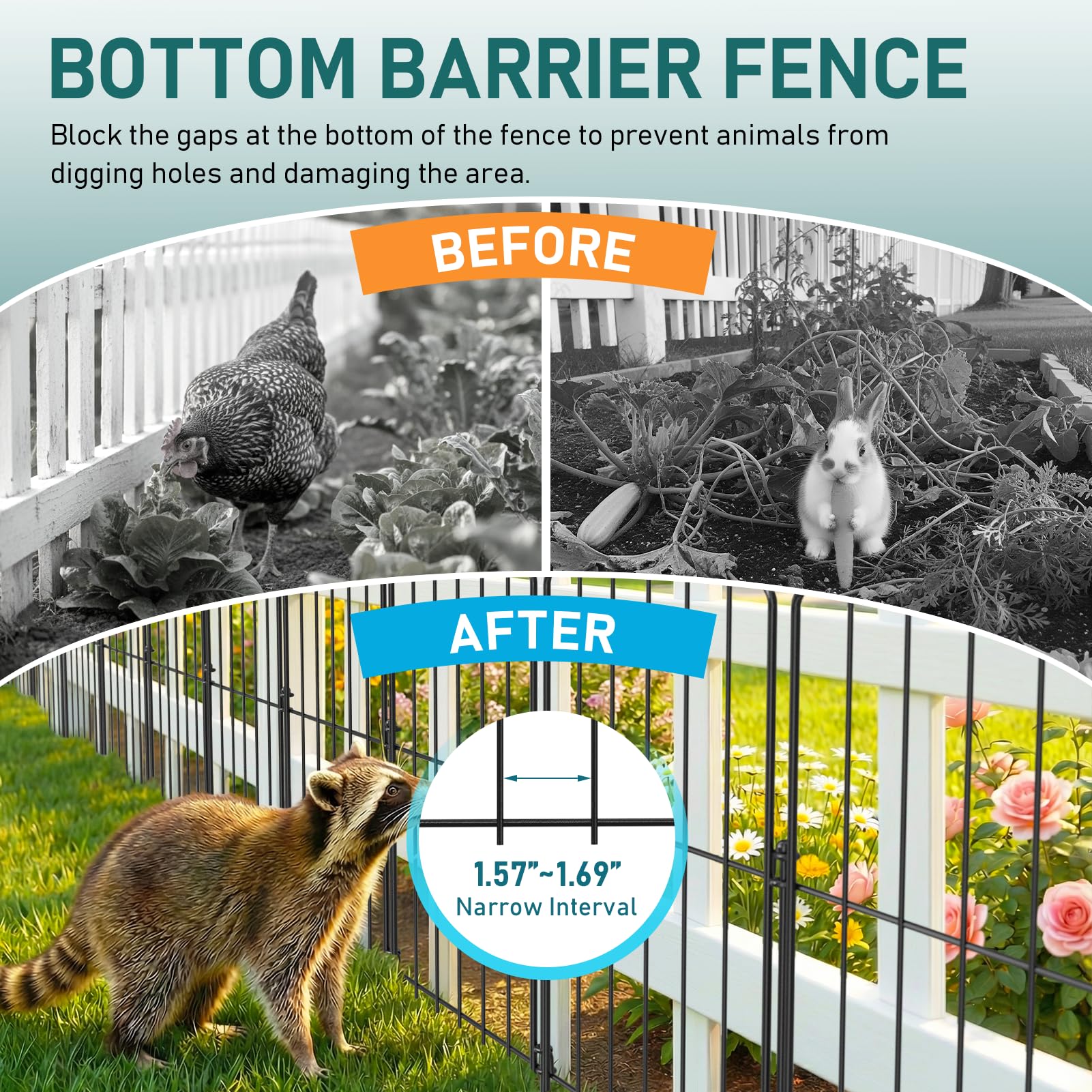 Goovilla rustproof barrier protects flower beds from digging.