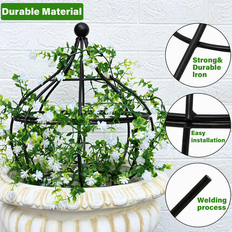 GOOXIM obelisk trellis close-up black finish highlights durable corrosion-resistant metal.