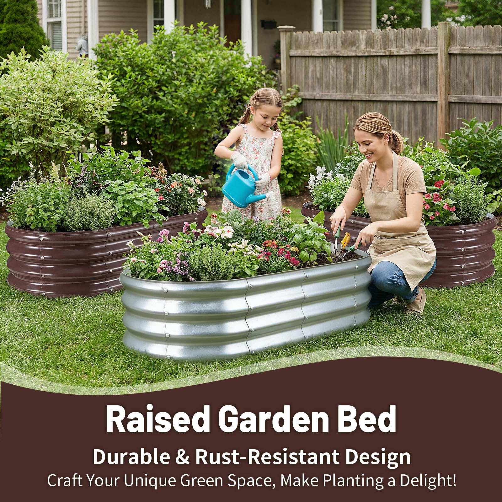 GOOZOO galvanized planter open base drainage supports healthy roots