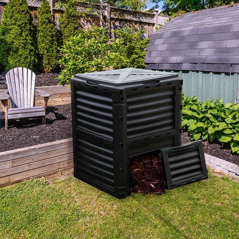 Goplus compost bin suits gardens and backyards for soil enrichment.