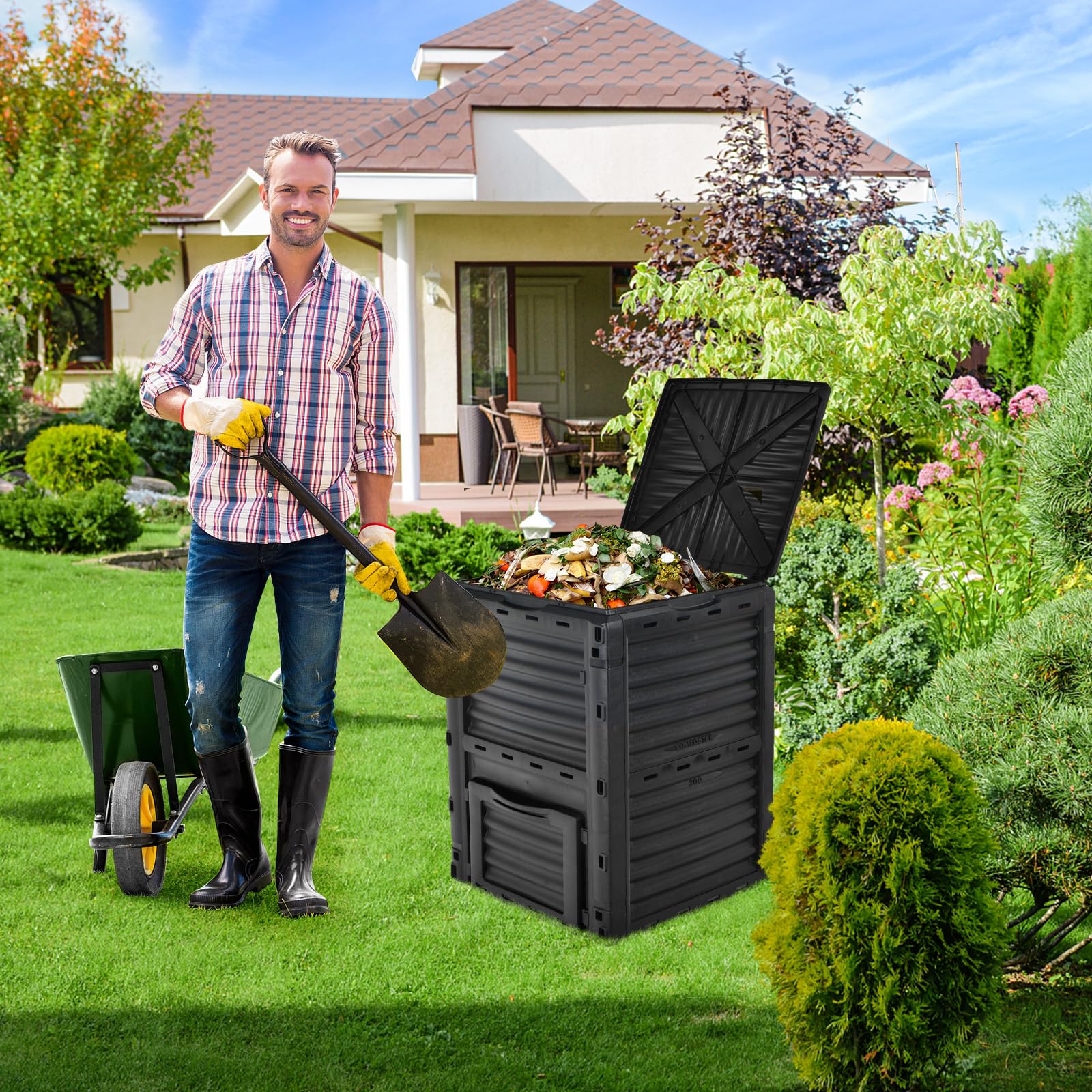 Goplus 12-vent side design boosts airflow for faster decomposition.