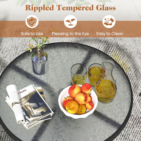 Goplus water-ripple tempered glass top adds durability and style.