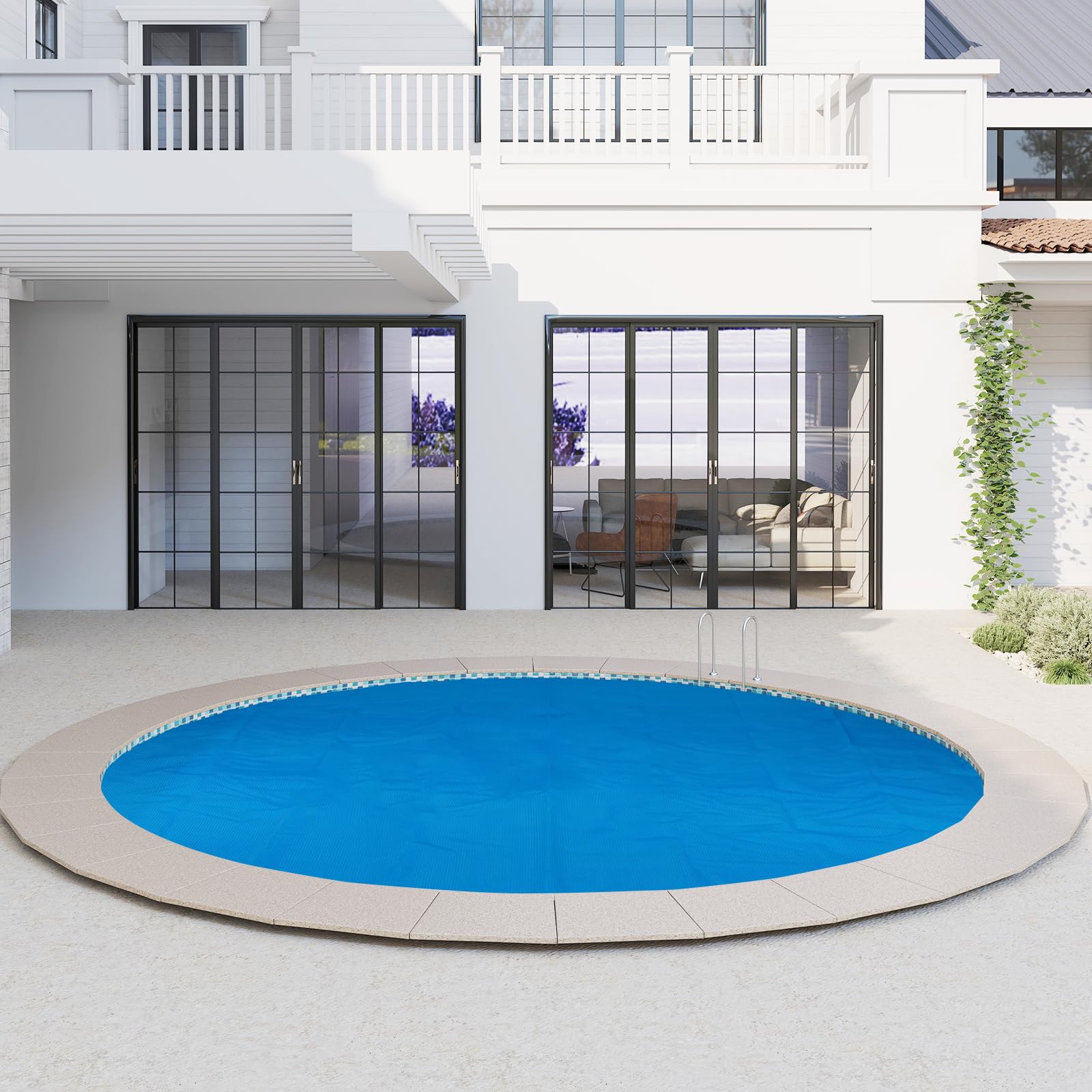 Goplus round solar pool cover highlights durable puncture-resistant PE