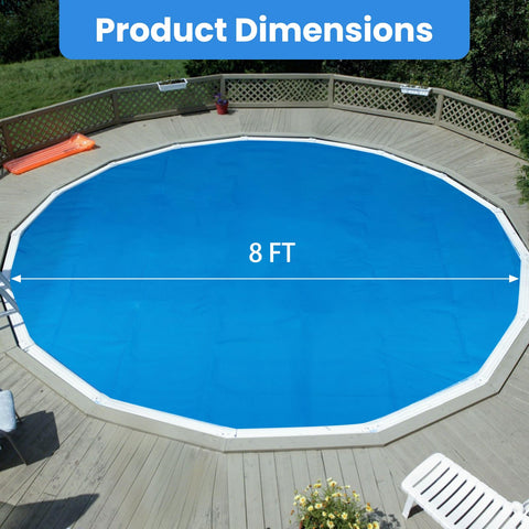Goplus round solar pool cover placed on water illustrating reduced evaporation