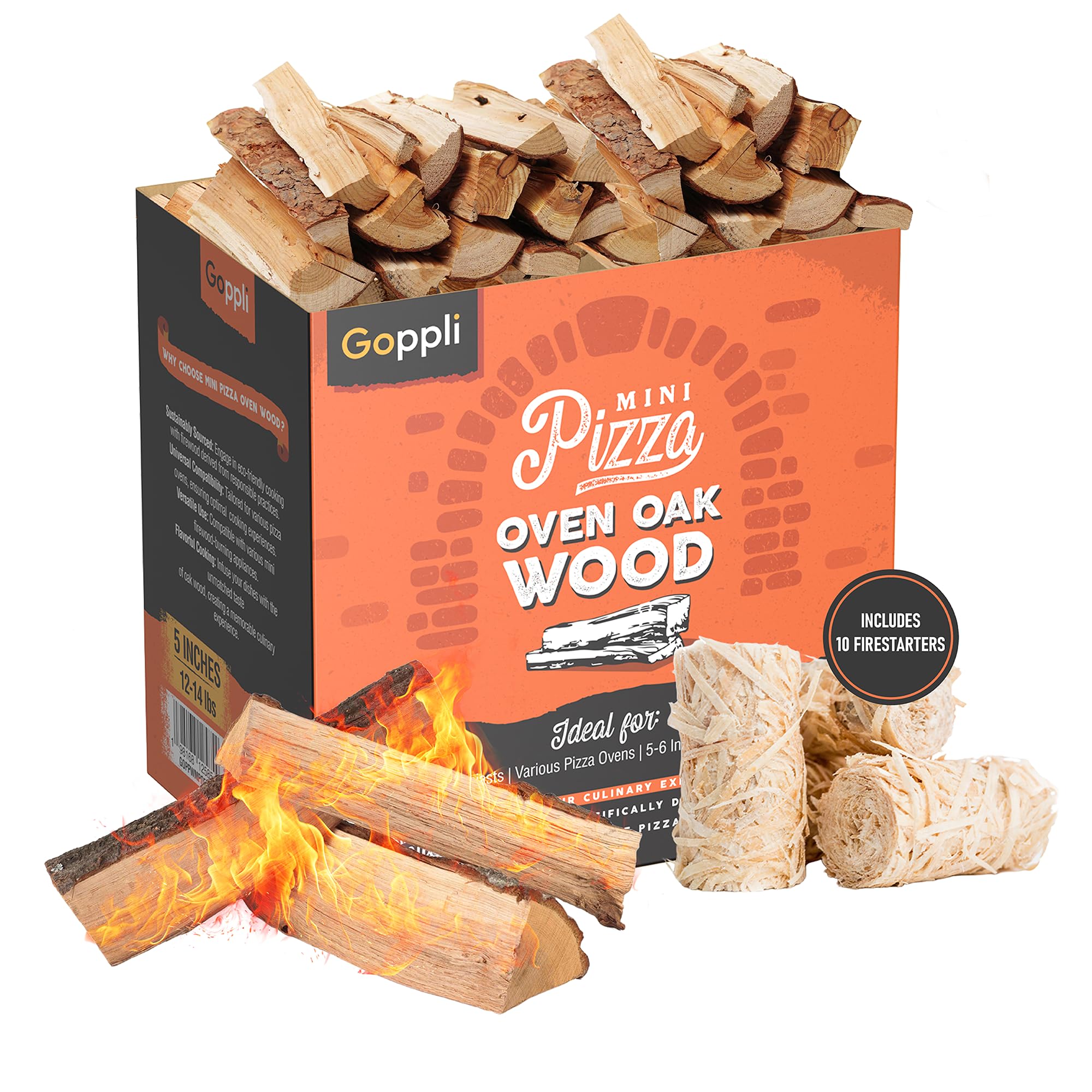 Goppli kiln-dried oak logs 5-6 inch for authentic wood-fired pizzas with fast heat.