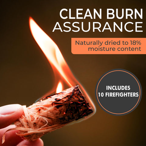 Goppli natural fire starters ignite quickly for easy lighting.