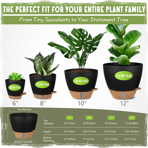 Goproauto 8-inch pot with water level indicator for precise watering.