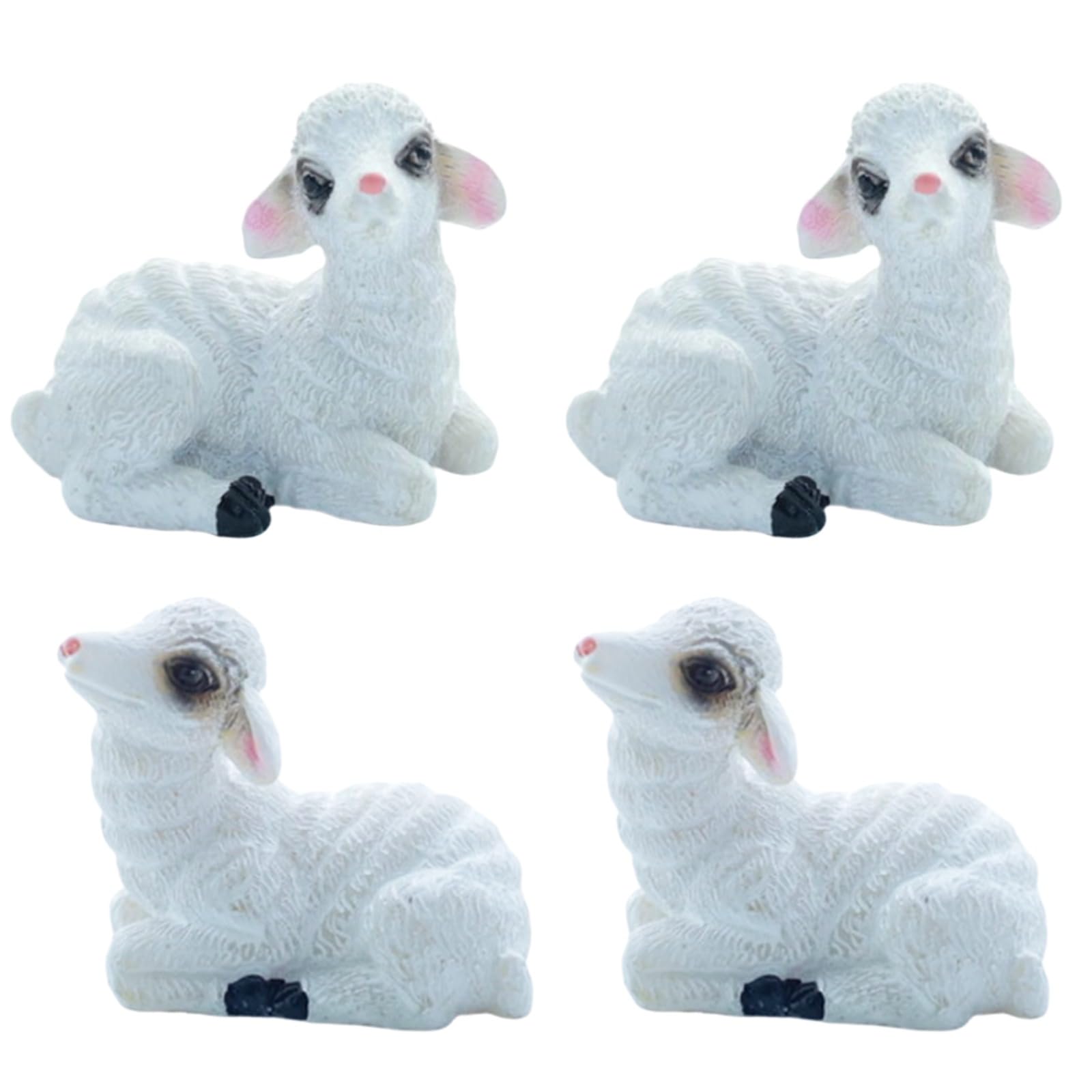 Gopupu lamb figurine miniatures four-pack for fairy gardens and decor