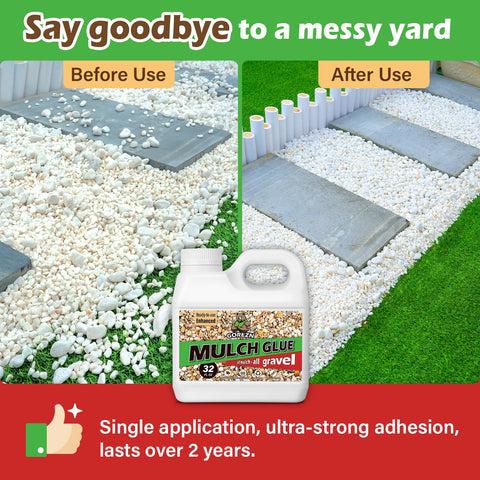 GoRezn mulch glue applied on rocks to secure pea gravel