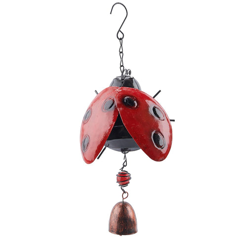 GORGECRAFT Ladybug wind chime full view adds rustic charm to outdoor spaces