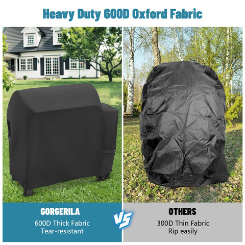 GORGERILA Weber Searwood XL 600 cover back view showing waterproof coating.